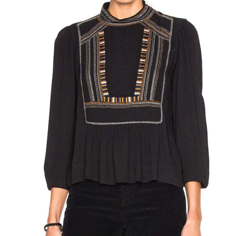 Isabel Marant Etoile Cerza Embroidered Crepe Size XS